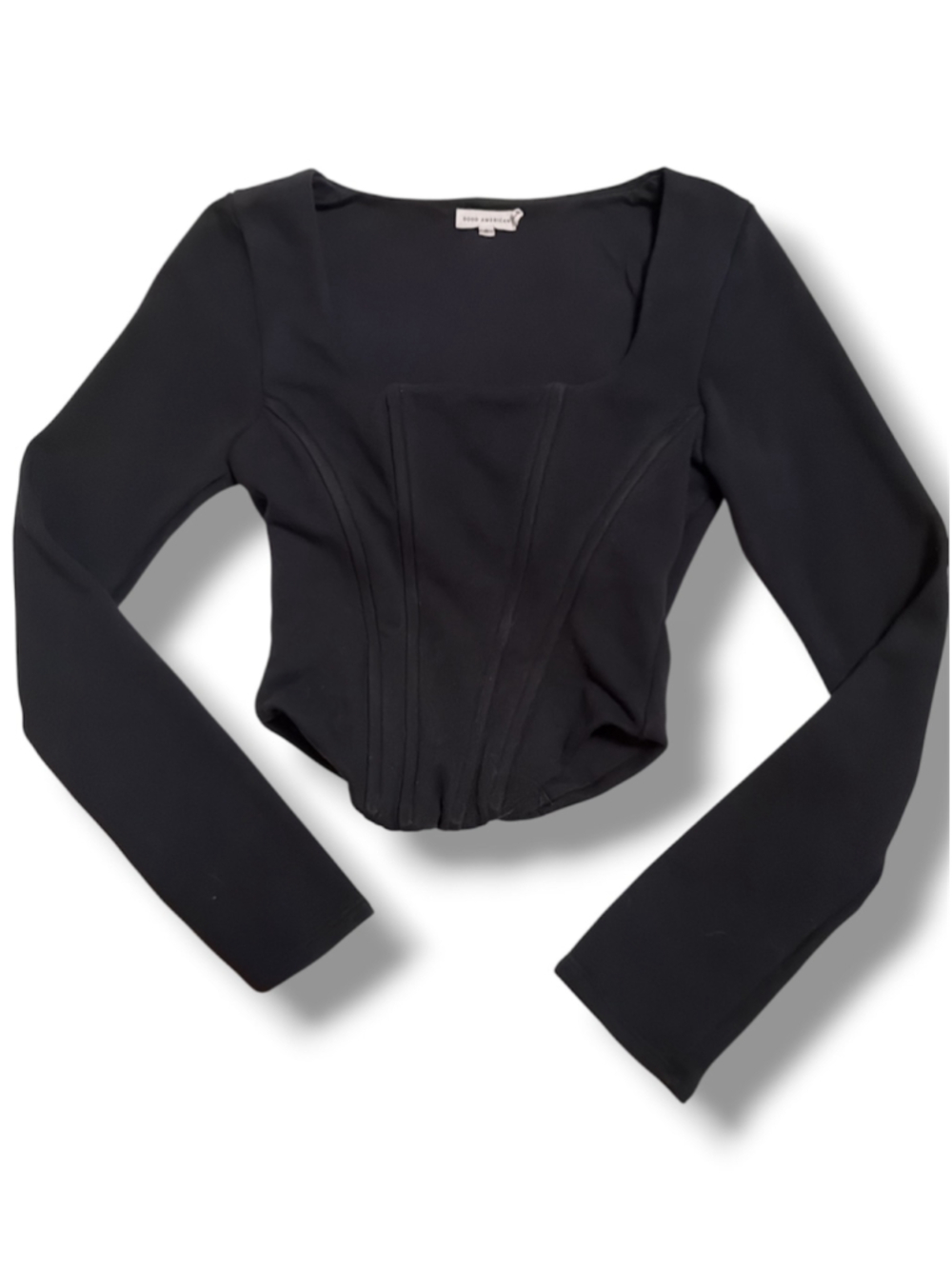 Good American Compression Terry Squareneck Corset Top long sleeve size 2